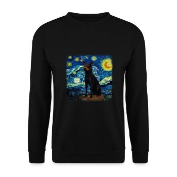 Nuit étoilée australienne Kelpie Van Gogh - Sweat-shirt Unisexe - noir - Devant - Alina (178cm) & Michal (187cm)