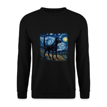 Nuit étoilée australienne Kelpie Van Gogh - Sweat-shirt Unisexe - noir - Devant - Alina (178cm) & Michal (187cm)