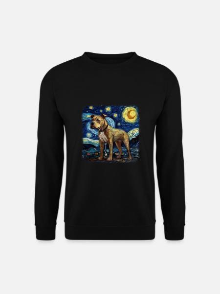 American Staffordshire Terrier Van gogh starry - Unisex Pullover - Schwarz