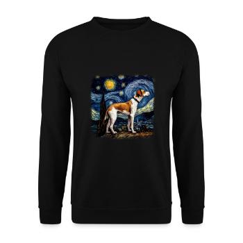 American Foxhound Van gogh starry night - Unisex Pullover - Schwarz - Vorne - Alina (178cm) & Michal (187cm)