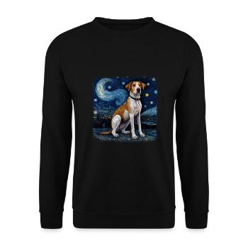 American Foxhound Van gogh starry night - Unisex Pullover - Schwarz - Vorne - Alina (178cm) & Michal (187cm)