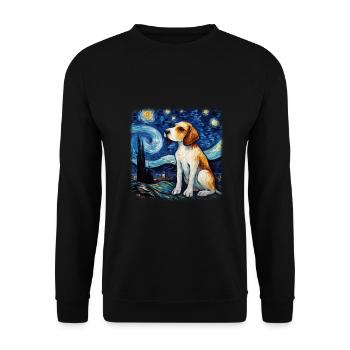 Beagle Van gogh starry night - Unisex Pullover - Schwarz - Vorne - Alina (178cm) & Michal (187cm)
