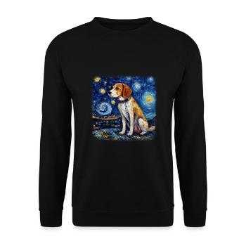 Beagle Van gogh starry night - Unisex Pullover - Schwarz - Vorne - Alina (178cm) & Michal (187cm)