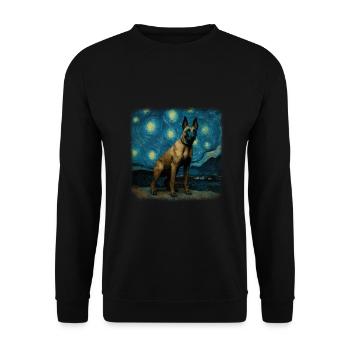 Nuit étoilée belge de Malinois Van Gogh - Sweat-shirt Unisexe - noir - Devant - Alina (178cm) & Michal (187cm)