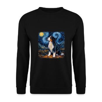 Bernese Mountain Dog Van gogh starry night - Unisex Pullover - Schwarz - Vorne - Alina (178cm) & Michal (187cm)