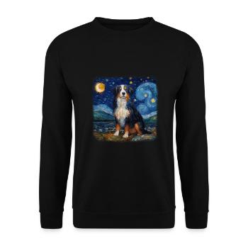 Bernese Mountain Dog Van gogh starry night - Unisex Pullover - Schwarz - Vorne - Alina (178cm) & Michal (187cm)