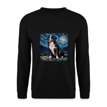 Bernese Mountain Dog Van gogh starry night - Unisex Pullover - Schwarz - Vorne - Alina (178cm) & Michal (187cm)