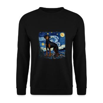 Black and Tan Coonhound Van gogh nuit étoilée - Sweat-shirt Unisexe - noir - Devant - Alina (178cm) & Michal (187cm)