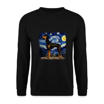Black and Tan Coonhound Van gogh nuit étoilée - Sweat-shirt Unisexe - noir - Devant - Alina (178cm) & Michal (187cm)