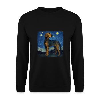 Black and Tan Coonhound Van gogh nuit étoilée - Sweat-shirt Unisexe - noir - Devant - Alina (178cm) & Michal (187cm)
