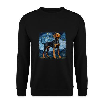 Black and Tan Coonhound Van gogh nuit étoilée - Sweat-shirt Unisexe - noir - Devant - Alina (178cm) & Michal (187cm)