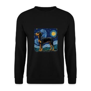 Black and Tan Coonhound Van gogh nuit étoilée - Sweat-shirt Unisexe - noir - Devant - Alina (178cm) & Michal (187cm)
