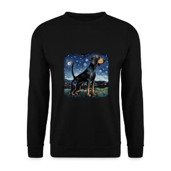 Black and Tan Coonhound Van gogh nuit étoilée - Sweat-shirt Unisexe - noir - Devant - Alina (178cm) & Michal (187cm)