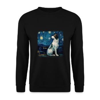 Border Collie Van Gogh nuit étoilée - Sweat-shirt Unisexe - noir - Devant - Alina (178cm) & Michal (187cm)