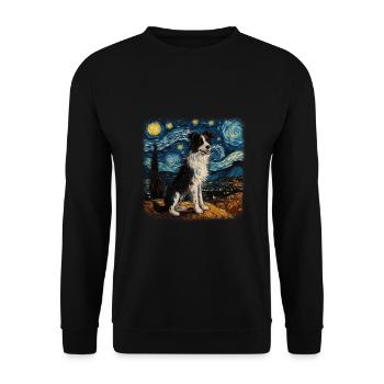 Border Collie Van Gogh nuit étoilée - Sweat-shirt Unisexe - noir - Devant - Alina (178cm) & Michal (187cm)