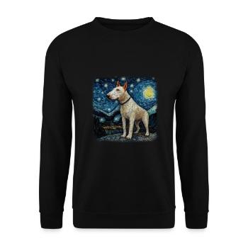 Bull Terrier Van gogh nuit étoilée - Sweat-shirt Unisexe - noir - Devant - Alina (178cm) & Michal (187cm)