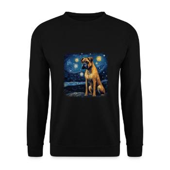 Boxer Van Gogh nuit étoilée - Sweat-shirt Unisexe - noir - Devant - Alina (178cm) & Michal (187cm)