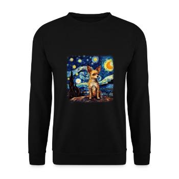 Chihuahua Van Gogh nuit étoilée - Sweat-shirt Unisexe - noir - Devant - Alina (178cm) & Michal (187cm)