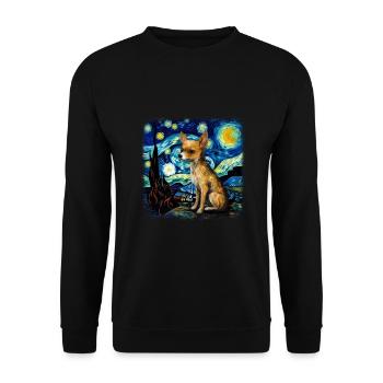 Chihuahua Van Gogh nuit étoilée - Sweat-shirt Unisexe - noir - Devant - Alina (178cm) & Michal (187cm)