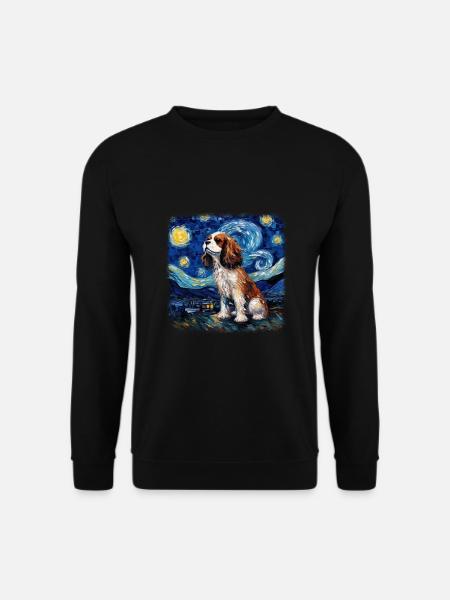 Chavalier King Charles Spaniel Van gogh starry - Unisex Pullover - Schwarz