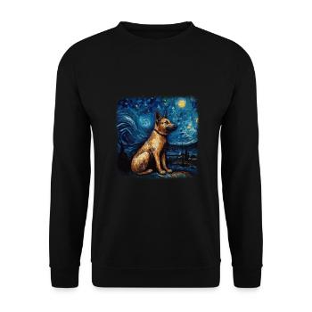 German Shepherd Dog Van gogh starry night - Unisex Pullover - Schwarz - Vorne - Alina (178cm) & Michal (187cm)