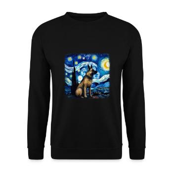 German Shepherd Dog Van gogh starry night - Unisex Pullover - Schwarz - Vorne - Alina (178cm) & Michal (187cm)