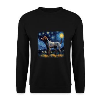 German Shorthaired Pointer Van gogh starry night - Unisex Pullover - Schwarz - Vorne - Alina (178cm) & Michal (187cm)