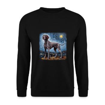 German Shorthaired Pointer Van gogh starry night - Unisex Pullover - Schwarz - Vorne - Alina (178cm) & Michal (187cm)