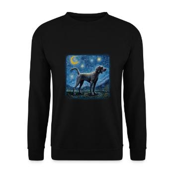 German Shorthaired Pointer Van gogh starry night - Unisex Pullover - Schwarz - Vorne - Alina (178cm) & Michal (187cm)