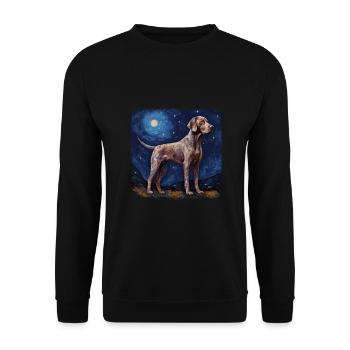 German Shorthaired Pointer Van gogh starry night - Unisex Pullover - Schwarz - Vorne - Alina (178cm) & Michal (187cm)