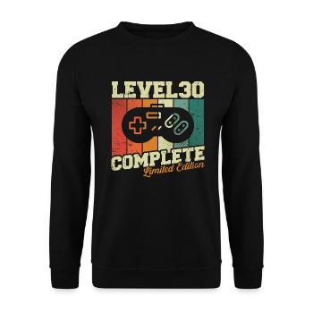 Cadeau d’anniversaire 30 Niveau 30 Terminé - Sweat-shirt Unisexe - noir - Devant - Alina (178cm) & Michal (187cm)