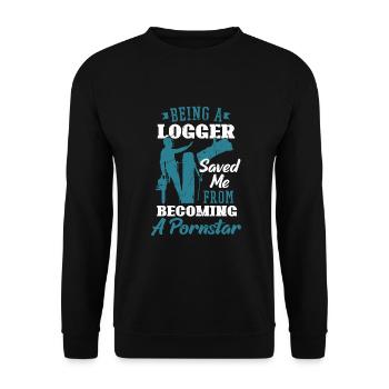 Bûcheron tronçonneuse arboriste - Sweat-shirt Unisexe - noir - Devant - Alina (178cm) & Michal (187cm)