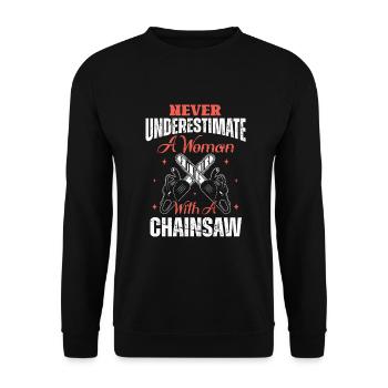 Holzfäller Kettensäge Arborist - Unisex Pullover - Schwarz - Vorne - Alina (178cm) & Michal (187cm)