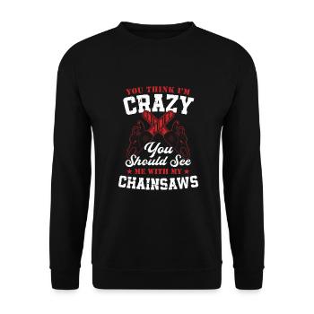 Bûcheron tronçonneuse arboriste - Sweat-shirt Unisexe - noir - Devant - Alina (178cm) & Michal (187cm)
