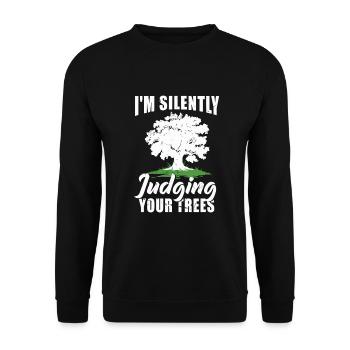 Holzfäller Kettensäge Arborist - Unisex Pullover - Schwarz - Vorne - Alina (178cm) & Michal (187cm)