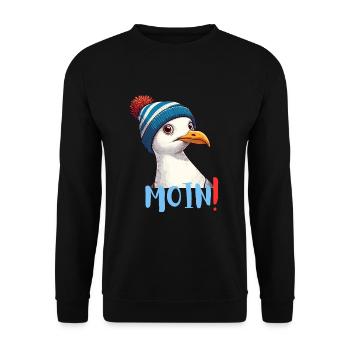 Hambourg Moin Mer du Nord Allemagne Nord Drôle Mouette - Sweat-shirt Unisexe - noir - Devant - Alina (178cm) & Michal (187cm)