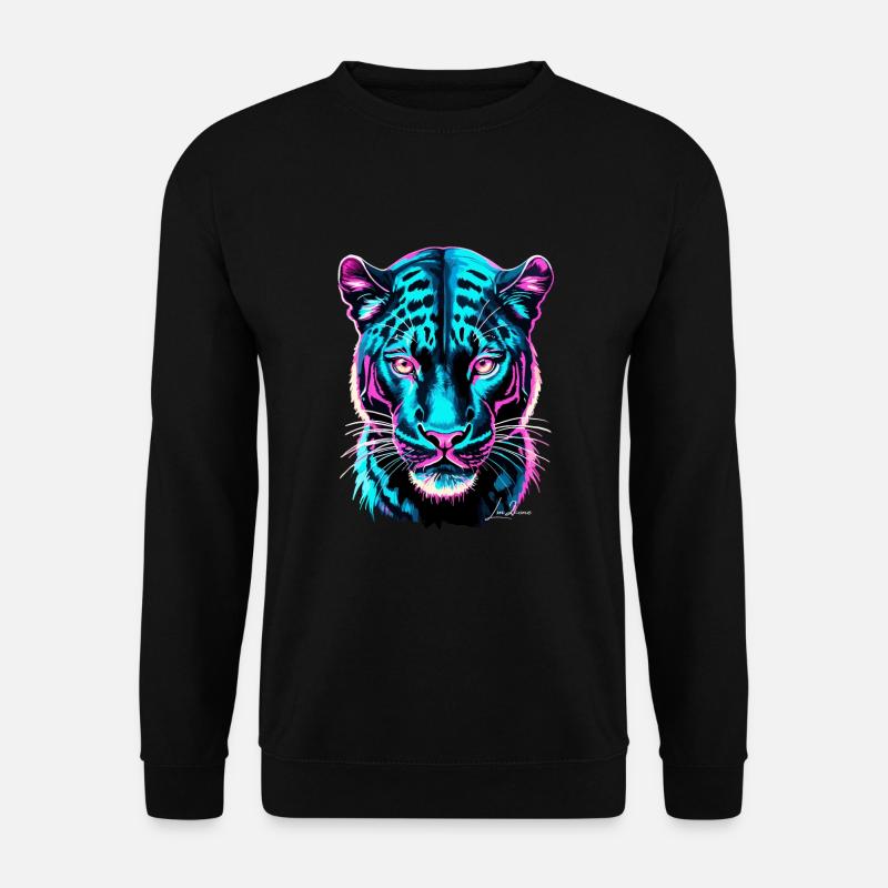 Neon Panther Gesichtsbehandlung - Cyber Futuristic Collection - Unisex Pullover - Schwarz