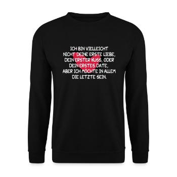 Liebeserklärung SIE zum Valentinstag Geschenkidee - Unisex Pullover - Schwarz - Vorne - Alina (178cm) & Michal (187cm)
