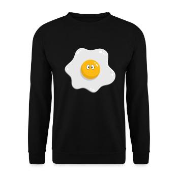 Spiegelei mit Augen - Unisex Pullover - Schwarz - Vorne - Alina (178cm) & Michal (187cm)