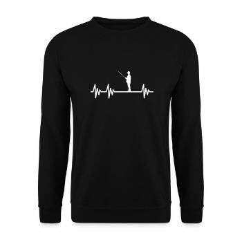 Angler Angling Fishing Fishing Fischer Petri Heil - Unisex Sweatshirt - black - Front - Alina (178cm) & Michal (187cm)
