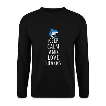 Keep Calm And Love Sharks - Unisex Sweatshirt - black - Front - Alina (178cm) & Michal (187cm)