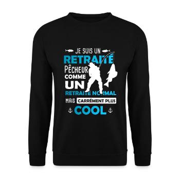 Retraite Pêche / Retraité Pêcheur - Sweat-shirt Unisexe - noir - Devant - Alina (178cm) & Michal (187cm)