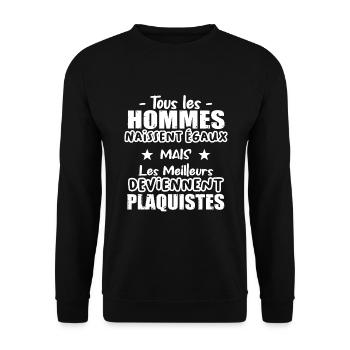 Plaquiste homme cadeau drôle humour - Sweat-shirt Unisexe - noir - Devant - Alina (178cm) & Michal (187cm)