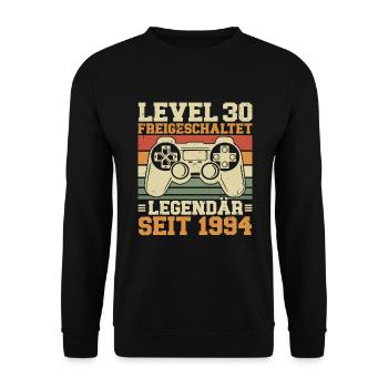 Level 30 freigeschaltet Legendär seit 1994 - Unisex Pullover - Schwarz - Vorne - Alina (178cm) & Michal (187cm)