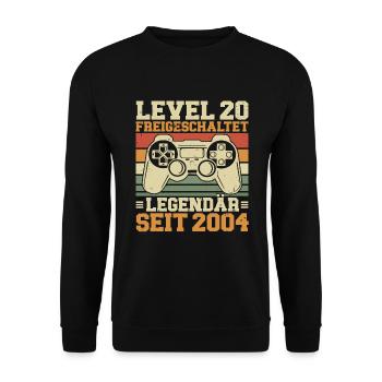 Level 20 freigeschaltet Legendär seit 2004 - Unisex Pullover - Schwarz - Vorne - Alina (178cm) & Michal (187cm)