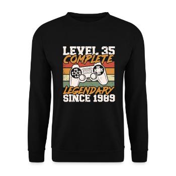 35th Birthday Level 35 Complete Vintage 1989 - Unisex Sweatshirt - black - Front - Alina (178cm) & Michal (187cm)