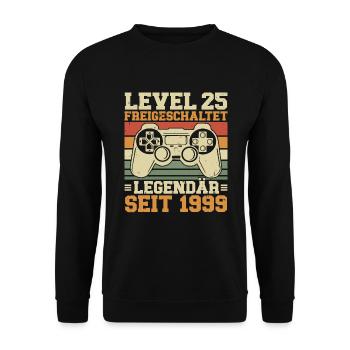 Niveau 25 débloqué Légendaire depuis 1999 - Sweat-shirt Unisexe - noir - Devant - Alina (178cm) & Michal (187cm)