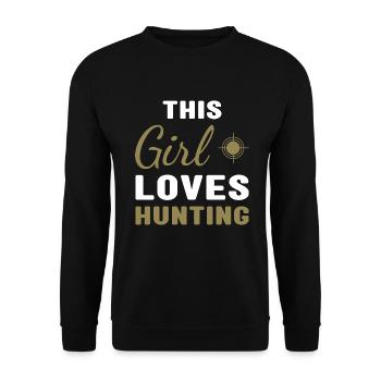 chasseur Cette fille aime la chasse - Sweat-shirt Unisexe - noir - Devant - Alina (178cm) & Michal (187cm)