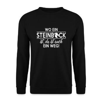 Wo ein Steinbock ist da ist auch ein Weg - Unisex Pullover - Schwarz - Vorne - Alina (178cm) & Michal (187cm)