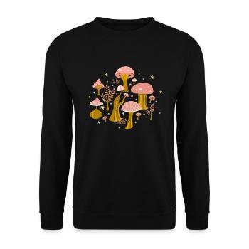 Zauberpilze bei Nacht - Unisex Pullover - Schwarz - Vorne - Alina (178cm) & Michal (187cm)